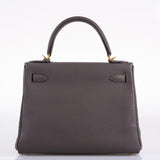 Hermes Kelly 28 Retourne Etain Togo Leather Gold Hardware