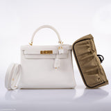 Hermes Kelly 28 Retourne White Epsom with Gold Hardware - 2010, N Square