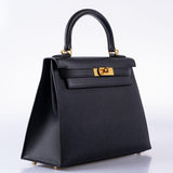 Hermes Kelly 28 Sellier Black Epsom with Gold Hardware - 2021, Z