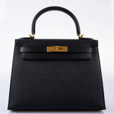 Hermes Kelly 28 Sellier Black Epsom with Gold Hardware - 2021, Z