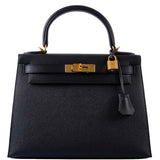 Hermes Kelly 28 Sellier Black Epsom with Gold Hardware - 2021, Z
