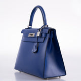 Hermes Kelly 28 Sellier Blue Electric Tadelakt leather Palladium Hardware - 2020, Y