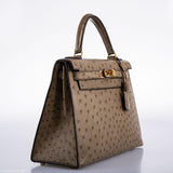 Hermes Kelly 28 Sellier Mousse Ostrich Gold Hardware - Circle W