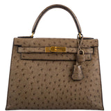 Hermes Kelly 28 Sellier Mousse Ostrich Gold Hardware - Circle W