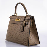 Hermes Kelly 28 Sellier Mousse Ostrich Gold Hardware - Circle W