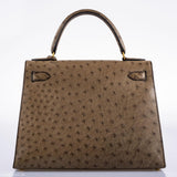 Hermes Kelly 28 Sellier Mousse Ostrich Gold Hardware - Circle W