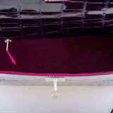 Hermes Kelly 28 Sellier Verso Blue Marine Nilo Crocodile & Rose Scheherazade Palladium Hardware - 2019, D