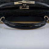 Hermes Kelly 28 Sellier Verso Blue Marine Nilo Crocodile & Rose Scheherazade Palladium Hardware - 2019, D