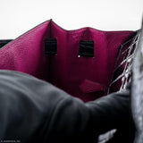 Hermes Kelly 28 Sellier Verso Blue Marine Nilo Crocodile & Rose Scheherazade Palladium Hardware - 2019, D