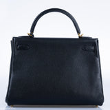 Hermes Kelly 32 Black Togo Gold Hardware - 2015, T