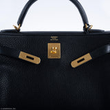 Hermes Kelly 32 Black Togo Gold Hardware - 2015, T