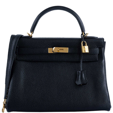Hermes Kelly 32 Black Togo Gold Hardware - 2015, T