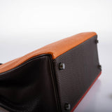 Hermes Kelly 32 Retourne Orange H, Rouge Vif & Ebene Togo with Ruthenium Hardware - 2006, J Square