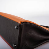 Hermes Kelly 32 Retourne Orange H, Rouge Vif & Ebene Togo with Ruthenium Hardware - 2006, J Square