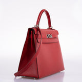 Hermes Kelly 32 Rouge Casaque Epsom leather Palladium Hardware - 2014, R