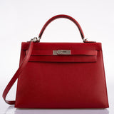 Hermes Kelly 32 Rouge Casaque Epsom leather Palladium Hardware - 2014, R