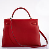 Hermes Kelly 32 Rouge Casaque Epsom leather Palladium Hardware - 2014, R