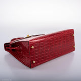 Hermes Kelly 32 Sellier Braise Porosus Crocodile Gold Hardware - 2020, Y