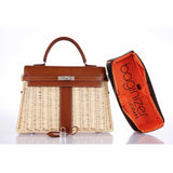 Hermes Kelly 35 Picnic, Wicker & Barenia leather Palladium Hardware - 2018, C