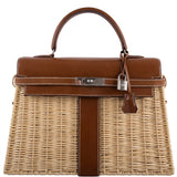 Hermes Kelly 35 Picnic, Wicker & Barenia leather Palladium Hardware - 2018, C