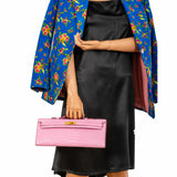 Hermes Kelly Cut Pochette 5P Bubblegum Pink Matte Porosus Crocodile Gold Hardware - 2019, D