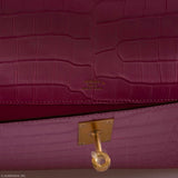 Hermes Kelly Cut Pochette 5P Bubblegum Pink Matte Porosus Crocodile Gold Hardware - 2019, D
