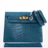 Hermes Kelly Danse Blue Colvert Matte Alligator with Gold Hardware - 2019, D