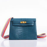 Hermes Kelly Danse Blue Colvert Matte Alligator with Gold Hardware - 2019, D