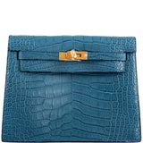 Hermes Kelly Danse Blue Colvert Matte Alligator with Gold Hardware - 2019, D