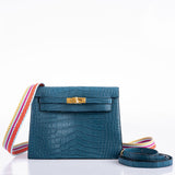 Hermes Kelly Danse Blue Colvert Matte Alligator with Gold Hardware - 2019, D