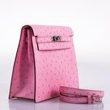 Hermes Kelly Danse II Bubblegum Pink 5P Ostrich Palladium Hardware - 2020, Y
