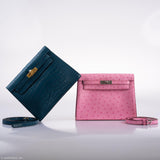 Hermes Kelly Danse II Bubblegum Pink 5P Ostrich Palladium Hardware - 2020, Y