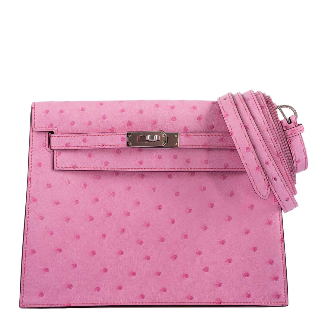 Hermes Kelly Danse II Bubblegum Pink 5P Ostrich Palladium Hardware - 2020, Y