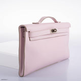 Hermes Kelly Longue Rose Dragee Evergrain with Palladium Hardware - 2007, K Square
