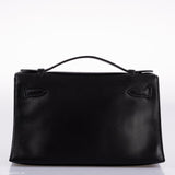 Hermes Kelly Mini Pochette Black Swift with Palladium Hardware - 2004, H Square