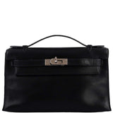 Hermes Kelly Mini Pochette Black Swift with Palladium Hardware - 2004, H Square