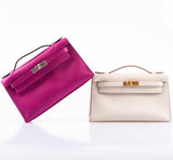 Hermes Kelly Mini Pochette Rose Pourpre Swift Palladium Hardware - 2018, C