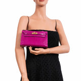 Hermes Kelly Mini Pochette Rose Scheherazade Shiny Alligator Gold Hardware - 2019, D