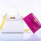 Hermes Kelly Mini Pochette Rose Scheherazade Shiny Alligator Gold Hardware - 2019, D