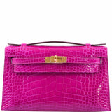 Hermes Kelly Mini Pochette Rose Scheherazade Shiny Alligator Gold Hardware - 2019, D