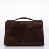 Hermes Kelly Pochette Chocolate Veau Doblis Suede Gold Hardware - 2014, R Square
