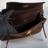 Hermes Kelly Pochette Chocolate Veau Doblis Suede Gold Hardware - 2014, R Square