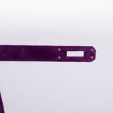 Hermes Kelly Pochette Violet Veau Doblis Suede Palladium Hardware - 2006, J Square
