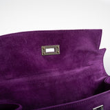 Hermes Kelly Pochette Violet Veau Doblis Suede Palladium Hardware - 2006, J Square