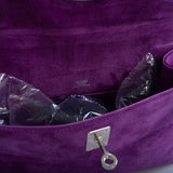Hermes Kelly Pochette Violet Veau Doblis Suede Palladium Hardware - 2006, J Square