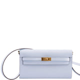 Hermes Kelly Wallet To Go Blue Brume Epsom Gold Hardware