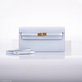 Hermes Kelly Wallet To Go Blue Brume Epsom Gold Hardware