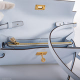 Hermes Kelly Wallet To Go Blue Brume Epsom Gold Hardware