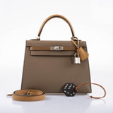 Hermes Limited Edition Sellier Kelly 25 Etoupe, Alezan & Biscuit Epsom with Palladium Hardware - Z, 2021