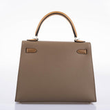 Hermes Limited Edition Sellier Kelly 25 Etoupe, Alezan & Biscuit Epsom with Palladium Hardware - Z, 2021